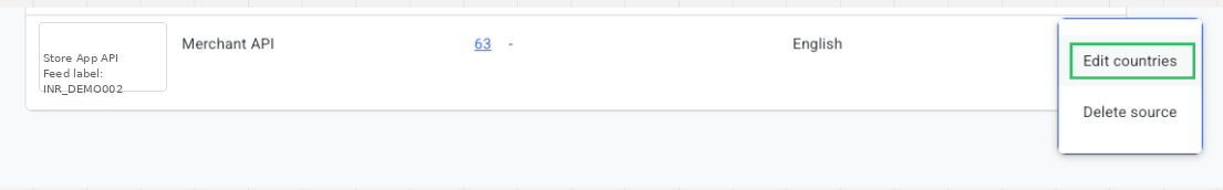 Edit countries option on an existing product source